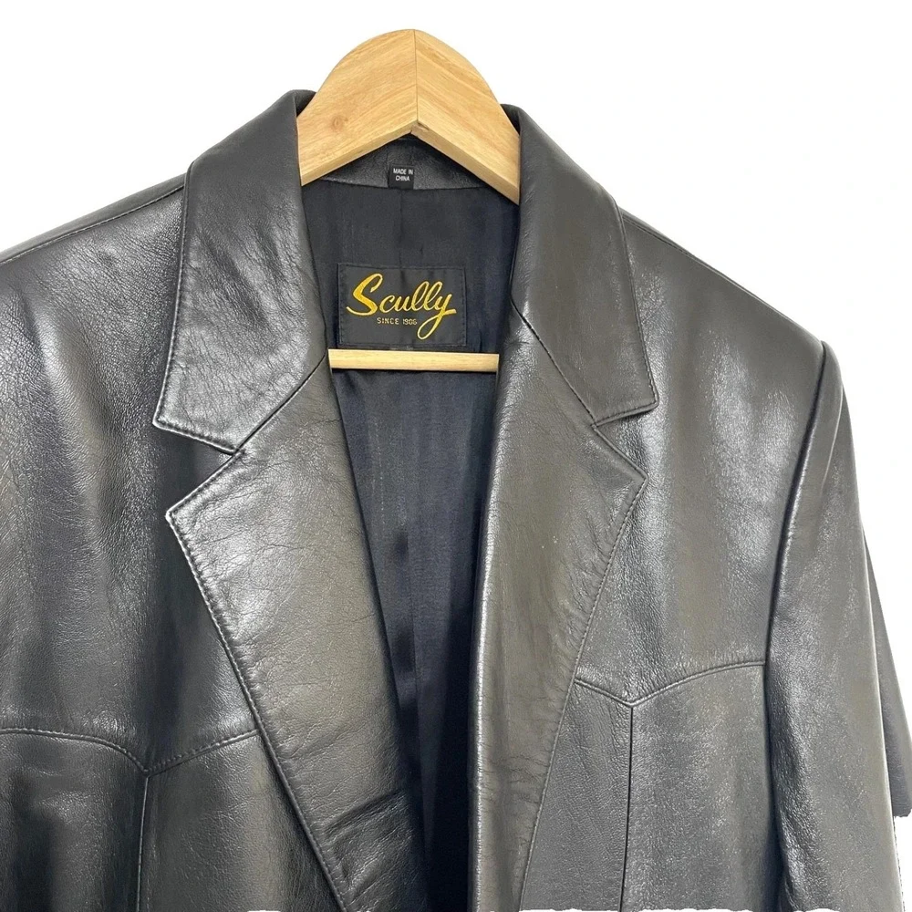 Sportcoat Blazer Western Scully Mens 44 Soft Lambskin Leather Jacket Yokes Black
